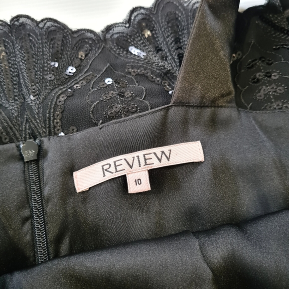 Review Black Sequined Embroidered Artdeco Dress Size AU 10 Excellent Condition - Picture 8 of 8